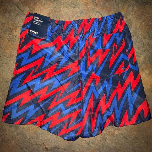 DSG Youth Athletic Fit Train Shorts, Small, Red &‎ Blue Zigzag Pattern - Picture 2 of 9